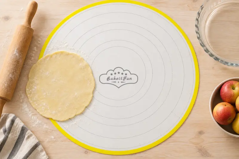 Round Pastry Mat in use in a home kitchen