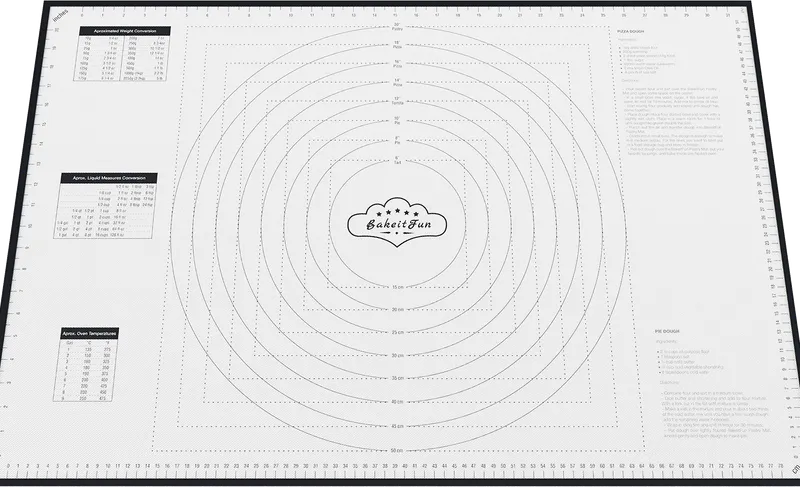 XX-Large Pastry Mat laid flat, black border, with its printed markings