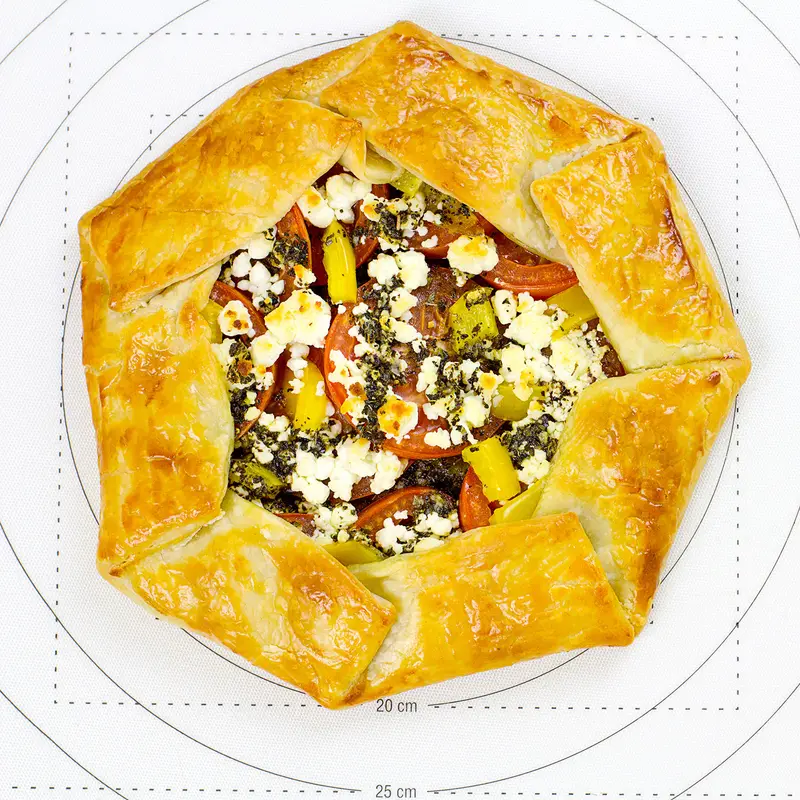 Round Pastry Mat with dough and ingredients